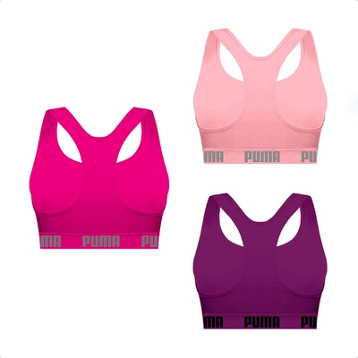 Kit Feminino Top Puma Nadador sem Costura - 3 Unidades - Foto 2