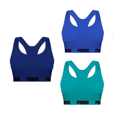 Kit Feminino Top Puma Nadador sem Costura - 3 Unidades - Foto 2