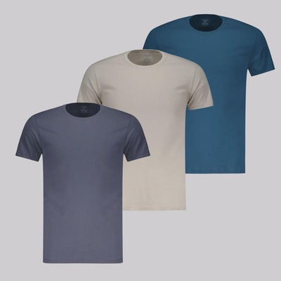 Kit 03 Camisetas Four All Prime Azul, Cinza e Bege - Foto 1