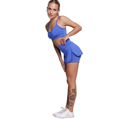 Conjunto Top Alça Fina e Short Saia Vekyo Feminino - Foto 1