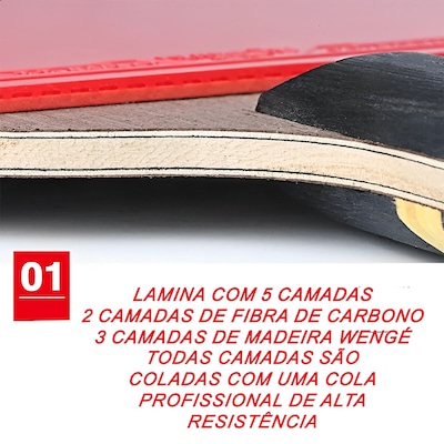 Kit deTênis Mesa Hueson Carbon 2 Raq Short 6 Estrelas 3 bolas - Foto 3