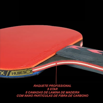 Kit Tênis de Mesa Hueson Carbon 2 Raq long 5 Estrelas 3 bolas - Foto 4