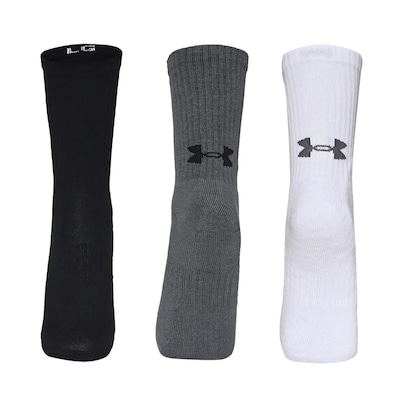 Kit de Meias Under Armour Cano Alto Core Cotton Crew Adulto - 3 Pares - 40 a 45 - Foto 2