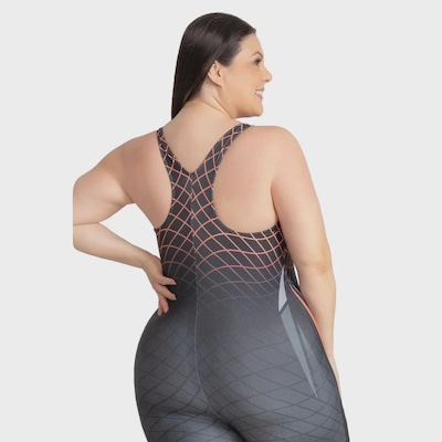 Maio Macaquinho de Natação Feminino Trinys Estampado 3585 Plus Size - Foto 2
