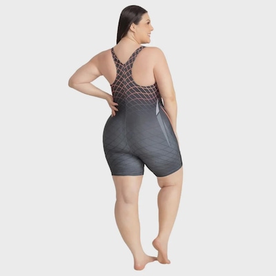 Maio Macaquinho de Natação Feminino Trinys Estampado 3585 Plus Size - Foto 4