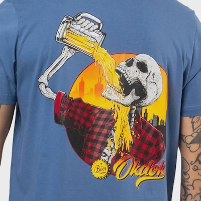 Camiseta Okdok Artistic Drinking Beer Masculina - Foto 3