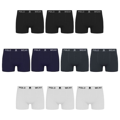 Kit 10 Cuecas Boxer Polo Wear Masculina - Foto 1