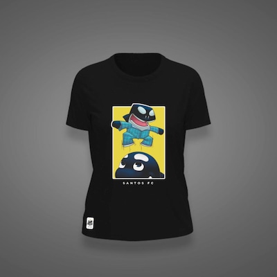 Camiseta do Santos Baleinha e Baleião Zé Carretilha Feminina - Foto 1