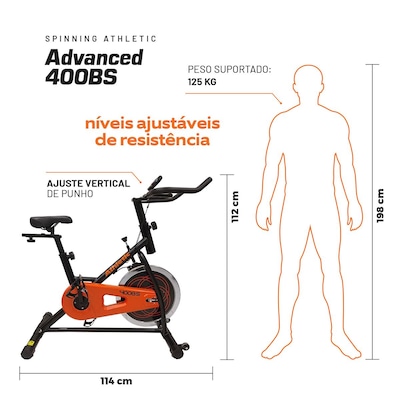 Bicicleta Spinning Athletic Advanced 400BS Suporta 125kg - Foto 2