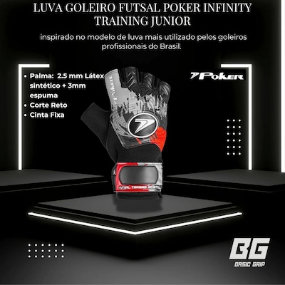 Luva Goleiro futsal Poker Infinity Training Infantil - Foto 5