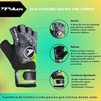 Luva de Goleiro Infantil Futsal Poker Infinity Training - Foto 2