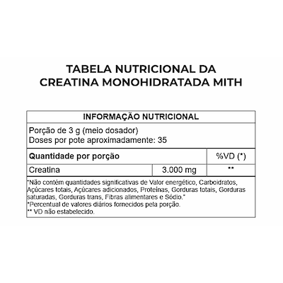Creatina Mith Oficial Monohidratada 260g - Foto 2