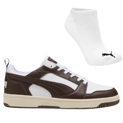 Kit Tênis Masculino Puma Rebound V6 Low Original + Meia - Foto 1