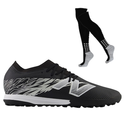 Kit Chuteira de Society Adulto New Balance Furon Team V8 + Meião - Foto 1