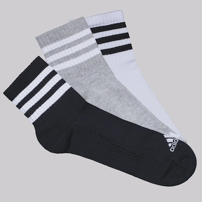 Kit Meia Cano Médio adidas Essentials 3S SPW 3 Pares Unissex - Foto 1