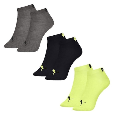 Meia Cano Curto Puma Logo - 3 Pares - Masculina - Foto 1