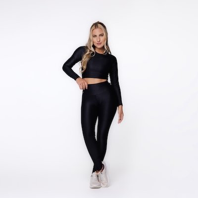 Cropped Manga Longa Justo Poliamida Laminado com Bojo Feminino - Foto 4
