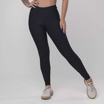 Calça Legging Fitness Textura Canelado Bolso Poliamida Feminina - Foto 2
