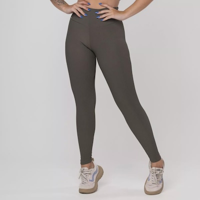 Calça Legging Fitness Textura Canelado Poliamida Feminina - Foto 3