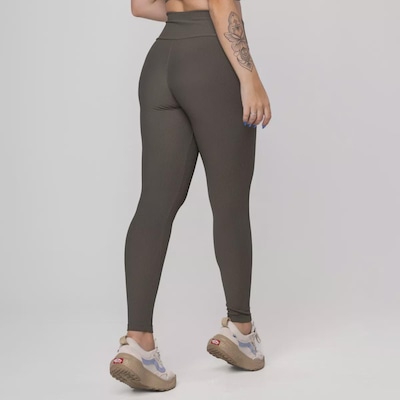 Calça Legging Fitness Textura Canelado Poliamida Feminina - Foto 4