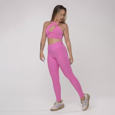 Calça Legging Fitness Textura Canelado Poliamida Feminina - Foto 3