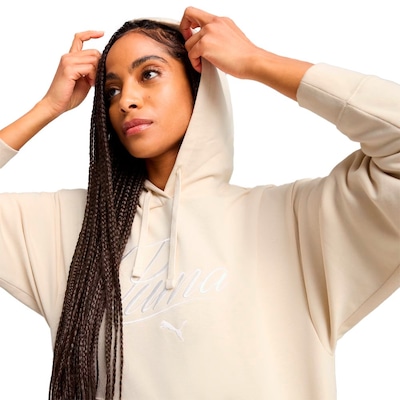 Blusão Feminino Puma Script Comfort Hoodie com Capuz - Foto 3