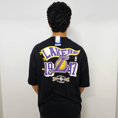 Camiseta NBA Oversized LA Lakers Pennant Masculino - Foto 2
