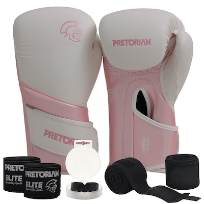 Kit Luva Boxe Muay Thai Elite Pretorian + 2 Par Bandagem + Bucal - Foto 1