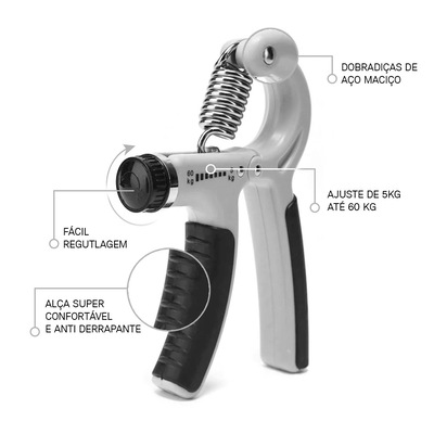 Hand Grip com mola ajustável de força 5 A 60 Kg Pista e Campo - Foto 3