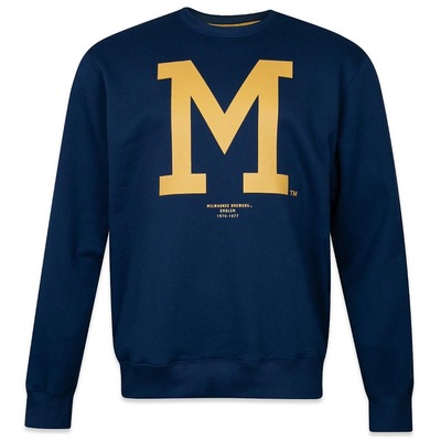 Blusão de Moletom Masculino Gola Careca New Era Milwaukee Brewers Fanpage - Foto 1