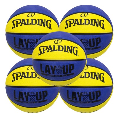 Kit 5 Bola de Basquete Spalding Layup Azul Amarelo - Tamanho 7 - Foto 1
