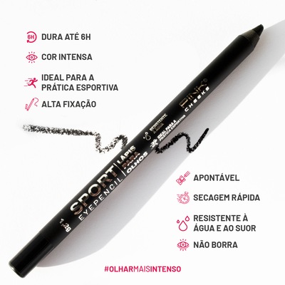 Lápis para Olhos Pink Cheeks Sport Eyepencil Preto 1,2g - Foto 1