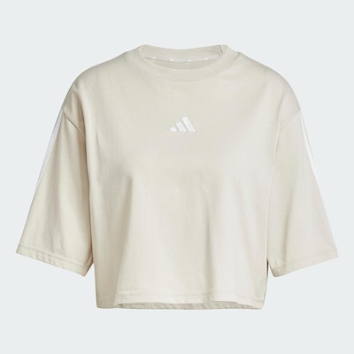 Camiseta Feminina Adidas Essentials 3 Listras Algodón Holgada - Foto 2