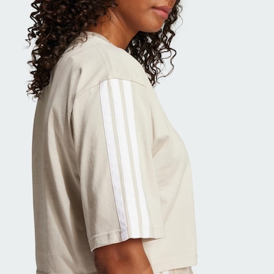 Camiseta Feminina Adidas Essentials 3 Listras Algodón Holgada - Foto 5