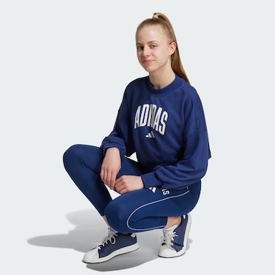 Blusão de Moletom com Gola Redonda Infantil Adidas Essentials Sazonais Tipografia Universitário - Foto 6