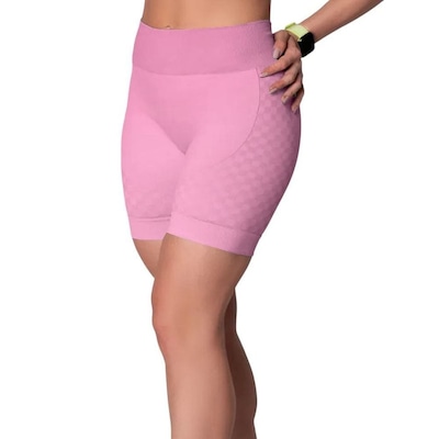 Short Selene Sem Costura Quadriculado Feminino - Foto 1