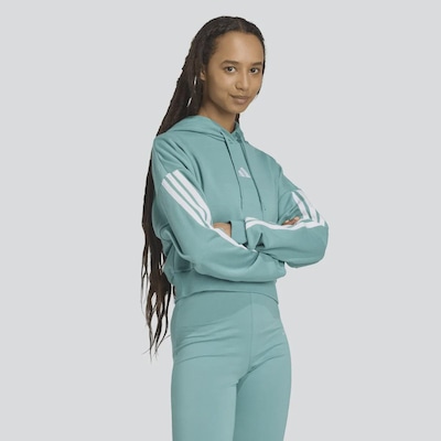 Blusão de Moletom Feminino adidas com Capuz Essentials 3S Cropped - Foto 3