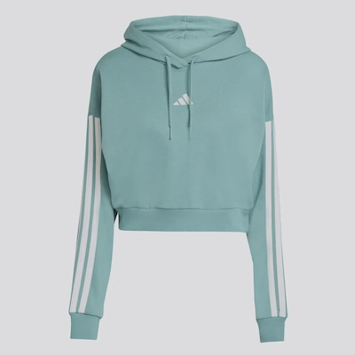 Blusão de Moletom Feminino adidas com Capuz Essentials 3S Cropped - Foto 4