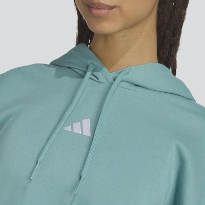 Blusão de Moletom Feminino adidas com Capuz Essentials 3S Cropped - Foto 6