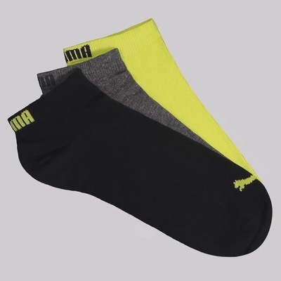 Meia Cano Curto Puma 3 Pares Masculina - Foto 1