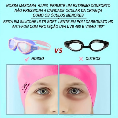 Máscara De Natação Gold Sports Rapid Infanto 7.0 High Definition Infantil - Foto 4