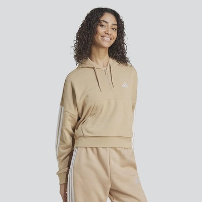 Blusão de Moletom Cropped adidas Essentials 3 Stripes Feminino - Foto 3