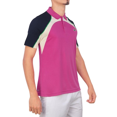 Camisa Masculina Polo Lacoste Color Block Ultra Dry Tennis - Foto 3