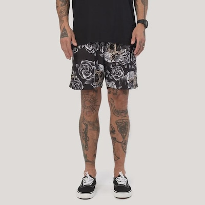 Shorts com Elástico MCD Caveiras e Rosas Masculina - Foto 2