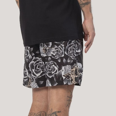 Shorts com Elástico MCD Caveiras e Rosas Masculina - Foto 3