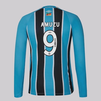 Camisa Manga Longa do Grêmio I 25/26 Umbro 9 Amuzu Masculina - Foto 1
