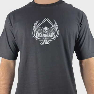Camiseta Okenheads Básica Silk Caveira Masculina - Foto 3