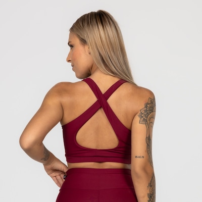 Top Fitness Bojo Alças Cruzadas Compressão Feminino - Foto 3