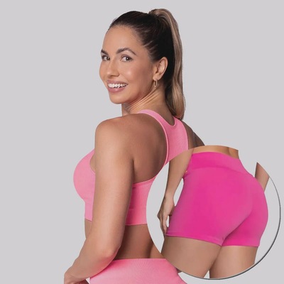 Top Canelado + Shorts Selene sem Costura Feminino - Foto 2