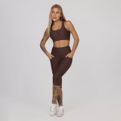 Calça Corsário Cintura Alta Recortes Bolso - Feminina - Foto 6